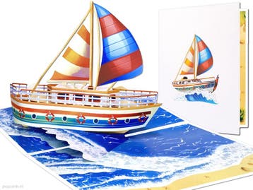 Kleurrijke Zeilboot op Zee | 3D Wenskaart Pop-up kaart, Verzenden, Nieuw