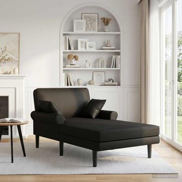 vidaXL Chaise longue Zwart Kunstleer, Verzenden, Nieuw