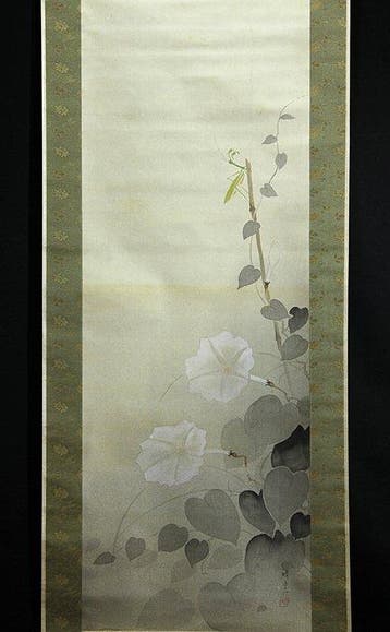 Morning glory and mantis -  Oyama Seiun - Japan (Zonder, Antiek en Kunst