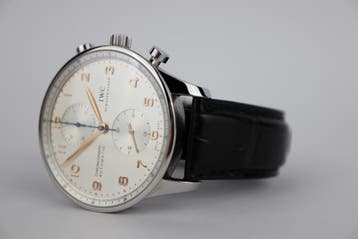 Horloge IWC Portuguese Chronograph 02/2019 Full set, Overige merken, Leer, Staal, Polshorloge