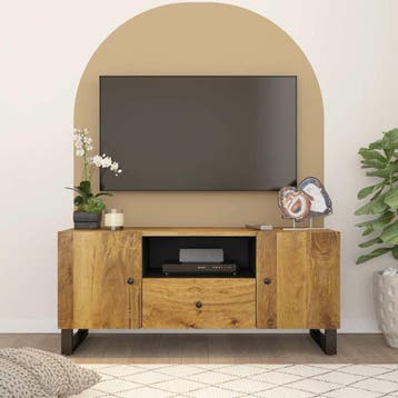 vidaXL Tv-meubel 105x33,5x46 cm massief mangohout en bewerkt, Minder dan 50 cm, Verzenden, Nieuw, Minder dan 100 cm