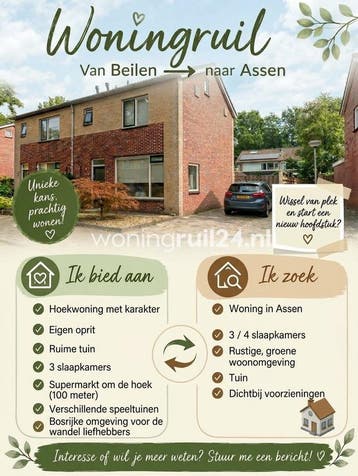 Woningruil - Gruttolaan 7 - 3 kamers en Drenthe, Drenthe
