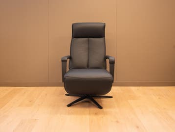 Zwart leren relax stoel S Hertogenbosch in leer met ACCU, Verzenden, Minder dan 75 cm, Nieuw, Leer