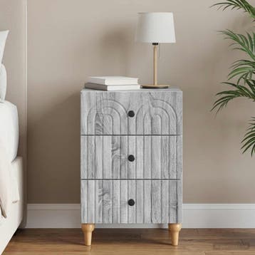 vidaXL Nachtkastje Grijs sonoma 43x 41 x 66,5 cm Bewerkt, Minder dan 45 cm, Verzenden, Nieuw, 55 tot 70 cm
