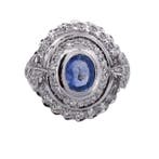 Ring - 18 karaat Witgoud - 2.60ct. tw. Saffier - Diamant, Nieuw