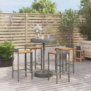 vidaXL 5-delige Tuinbarset poly rattan en massief acaciahout, Verzenden, Nieuw, 4 zitplaatsen