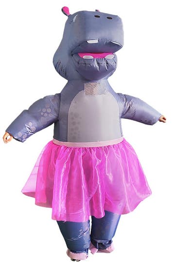 KIMU® Opblaas Kostuum Nijlpaard met Tutu Opblaasbaar Pak Nij, Carnaval, Nieuw, Overige maten, Ophalen of Verzenden