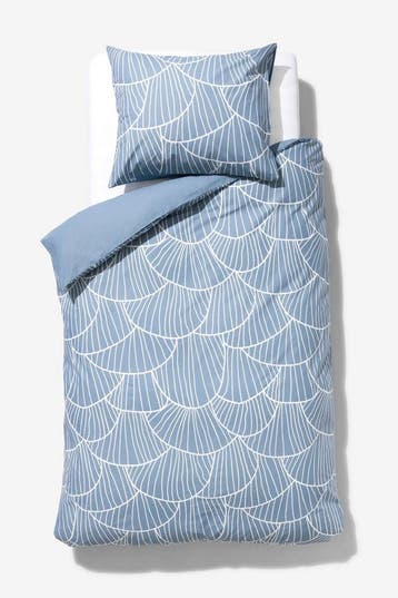 HEMA Dekbedovertrek 140x200/220cm zacht katoen schelpen, Verzenden, Nieuw, Blauw