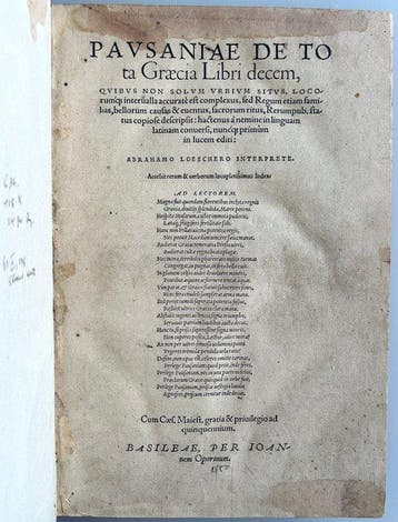 Pausanias - De Tota Graecia Libri Decem - 1550, Antiek en Kunst