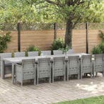 vidaXL Tuin Eetset 13 pcs Lichtgrijs Polt riet, Verzenden, Nieuw, 3 zitplaatsen
