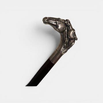 Wandelstok - .900 zilver - Stok met zilveren handvat