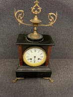 Tafelklok - Antiek Marmer, Messing - 1880-1920 - Met sleutel