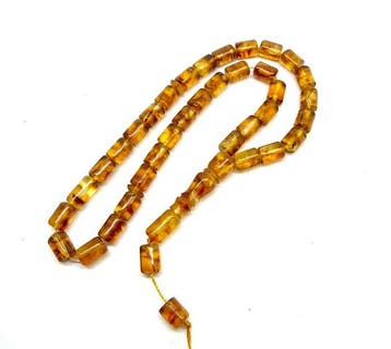 Tesbih gebedssnoer met cilindrische kralen - Barnsteen -