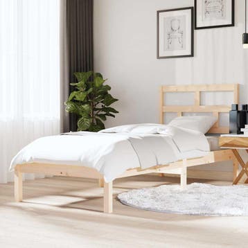 vidaXL Bedframe massief hout 75x190 cm, Eenpersoons, Bruin, Verzenden, Nieuw