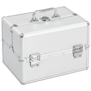 vidaXL Make-up koffer 22x30x21 cm aluminium zilverkleurig, Sieraden, Tassen en Uiterlijk, Verzenden, Nieuw, Zilver