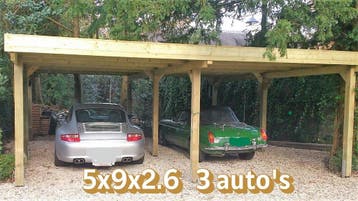 carport 3 autos 5x9x2,6, Nieuw