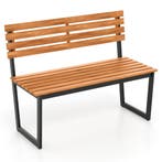 LIVSK Tuinbank van Acaciahout en Metalen Frame - Balkonbank, Tuin en Terras, Verzenden, Nieuw