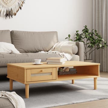 vidaXL Salontafel SENJA 100x55x33 cm rattan-look massief, Huis en Inrichting, 100 tot 150 cm, Verzenden, Nieuw, 50 tot 100 cm