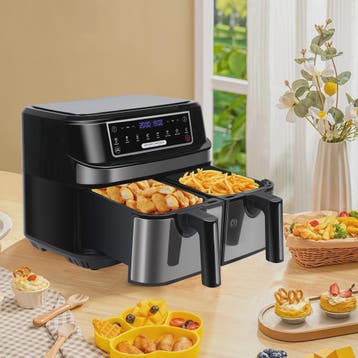 Dubbele Airfryer XXL 9L met 2 Onafhankelijke Lades & LED Tou, Verzenden, Nieuw