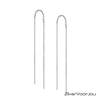 Zilveren doorhaaloorbellen  threader staaf, Verzenden, Nieuw, Zilver
