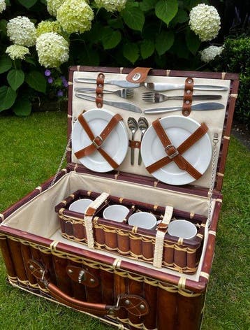 Picknickmand - Luxe Bamboe Picknickmand klassieke, Engelse