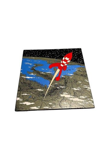 Tintin - Tintin - plaque émaillée lune - 35x35cm - Les, Boeken, Nieuw