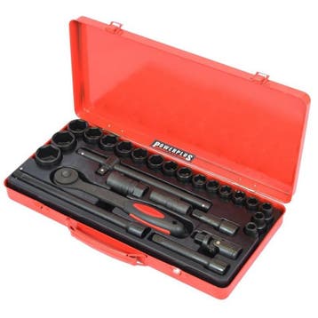 Metrische doppenset 1/2 inch  met ratel – 26 delig - zwart, Ophalen of Verzenden, Nieuw