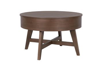 Salontafel KYOTO 70cm rond met opbergruimte mango hout, Huis en Inrichting, Tafels | Salontafels, Ophalen of Verzenden, Nieuw