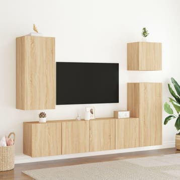 vidaXL Tv-meubels 2 st wandgemonteerd 80x30x41 cm sonoma, Minder dan 50 cm, Verzenden, Nieuw, Minder dan 100 cm