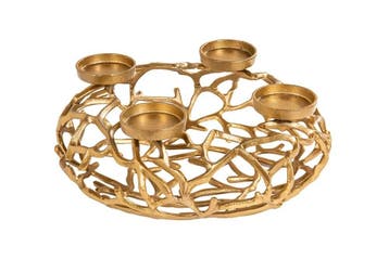 Elegante kandelaar ABSTRACT 38cm gouden takkenkrans voor 4, Huis en Inrichting, Woonaccessoires | Overige, Ophalen of Verzenden