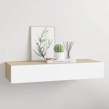 vidaXL Wandladekast eiken en wit 60x23,5x10cm MDF, Verzenden, Nieuw