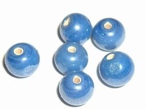 15 x Glaskralen rond 10 mm – Lavendelblauw met parelmoerg., Ophalen of Verzenden, Nieuw, Kraal