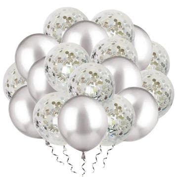VSE luxe confetti ballonnen 20 stuks zilver, Ophalen of Verzenden, Nieuw