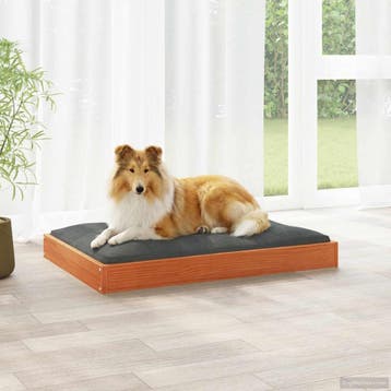 vidaXL Hondenbed Wasbruin 92 x 64 x 9 cm Massief Vurenhout, Dieren en Toebehoren, Verzenden, Nieuw