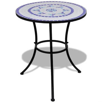 vidaXL Bistrotafel 60 cm mozaïek blauw en wit, Tuin en Terras, Tuintafels, Verzenden, Nieuw