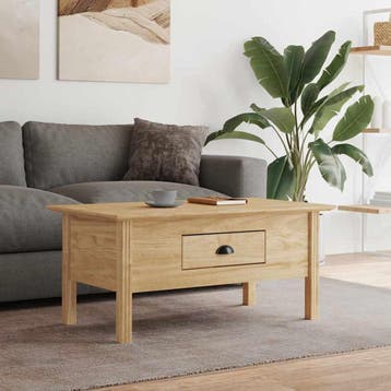vidaXL Salontafel BODO Honingbruin 100 x 55 x 45,8 cm, 100 tot 150 cm, Verzenden, Vierkant, Nieuw