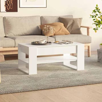 vidaXL Salontafel 102x55x45 cm bewerkt hout wit, 100 tot 150 cm, Verzenden, Nieuw, 50 tot 100 cm