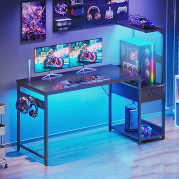 Coleshome Gaming Bureau met LED Verlichting - 138x48cm - Inc, Verzenden, Nieuw