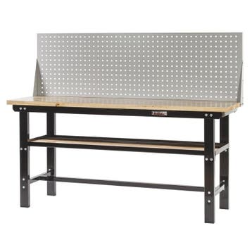 Werkbank zwart 200 cm met hardhouten blad en, Doe-het-zelf en Verbouw, Werkbanken, Ophalen of Verzenden, Nieuw