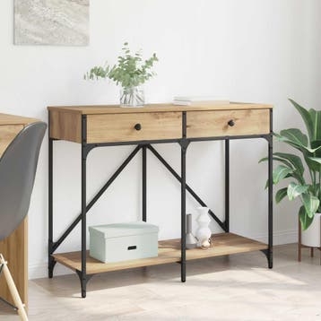vidaXL Wandtafel Artisan Eiken 100 x 39 x 78,5 cm Bewerkt, Verzenden, Nieuw, Hout, Minder dan 45 cm
