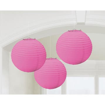 Lampionnen Set Donker Roze - 3 Stuks, Hobby en Vrije tijd, Feestartikelen, Ophalen of Verzenden, Nieuw