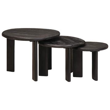 vidaXL Nest Koffietafels 3 st Wit Ø 54 x 40 cm Massief Mango, Verzenden, Nieuw, Overige houtsoorten, 50 tot 100 cm