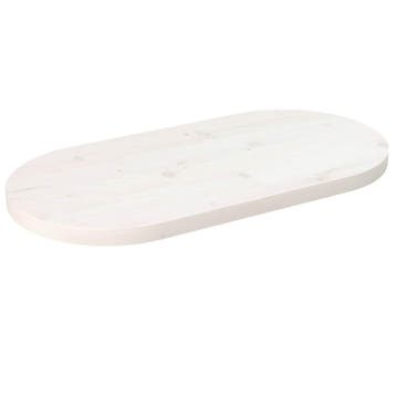 vidaXL Tafelblad ovaal 60x30x2,5 cm massief grenenhout wit, Verzenden, Nieuw