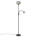 Design vloerlamp zwart met smoke glas 2-lichts - Brianna, Verzenden, Nieuw, Design