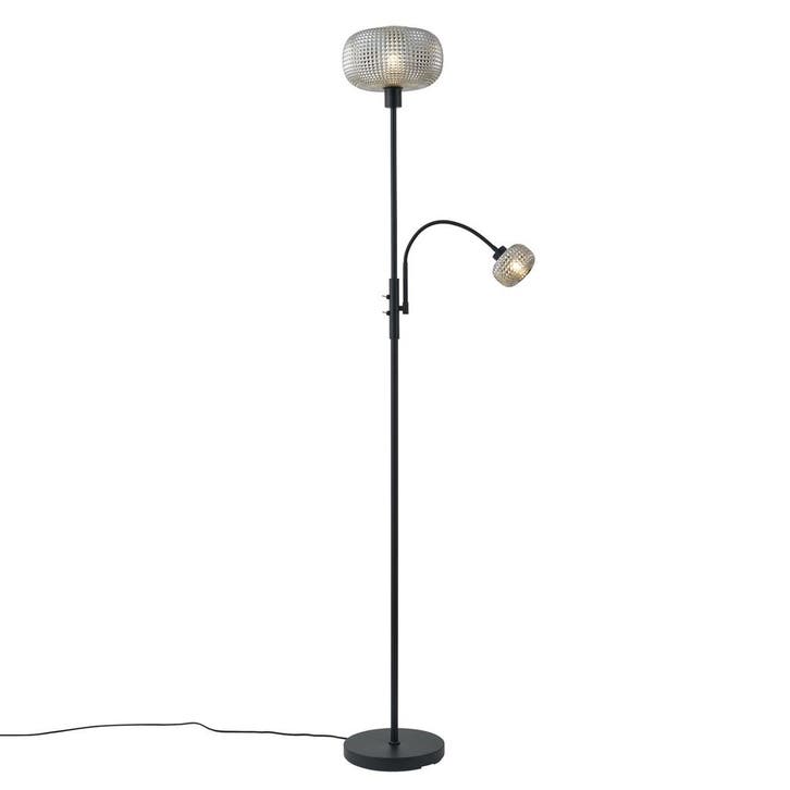 Design vloerlamp zwart met smoke glas 2-lichts - Brianna, Huis en Inrichting, Lampen | Vloerlampen, Nieuw, Verzenden