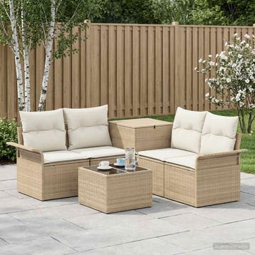 vidaXL Bankstel 6 st 4-Aantal zitplaatsen Beige en Crème Wit, Verzenden, Nieuw, 6 zitplaatsen
