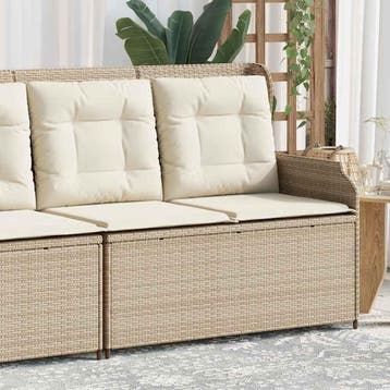 vidaXL Tuinbankje verstelbaar met kussens poly rattan beige, Tuin en Terras, Tuinsets en Loungesets, Verzenden, Nieuw