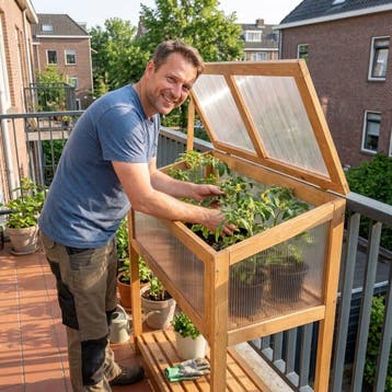 Verhoogde Kweekbak met Kas Deksel Eikenlook 79 x 38 x 86 cm, Tuin en Terras, Verzenden