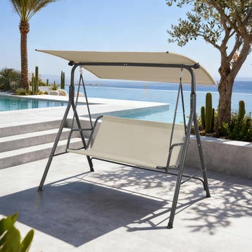 Hollywoodschommel Satten 3 persoons 173x119x153 cm grijs en, Verzenden, Nieuw
