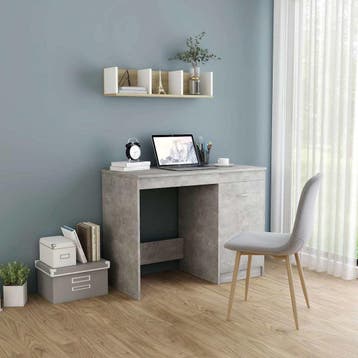 vidaXL Bureau 100x50x76 cm bewerkt hout betongrijs, Verzenden, Nieuw